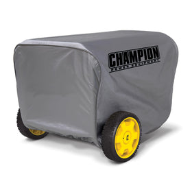 Champion weather cover installed on a 2800-4750W generator protecting against sun, rain, and dust.