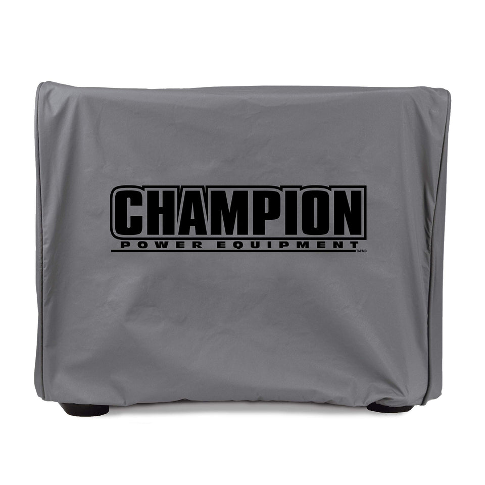Champion weather-resistant cover on a 2000W inverter protecting from sun and rain.