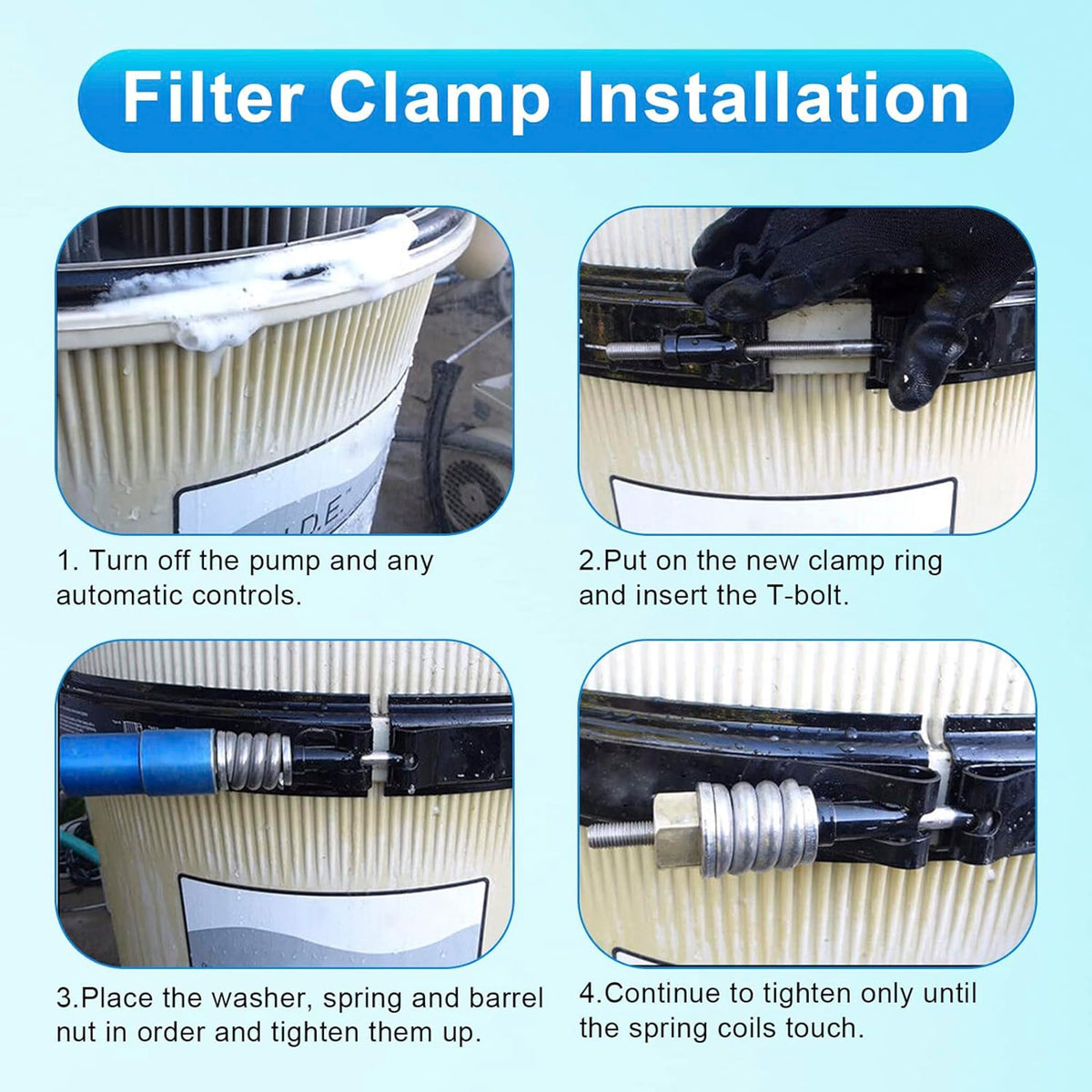 ChangTa 190003 clamp around Pentair filter top cap for secure fit.