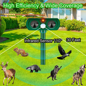 Chaohua ultrasonic speaker illustrating audible waves deterring pests outdoors