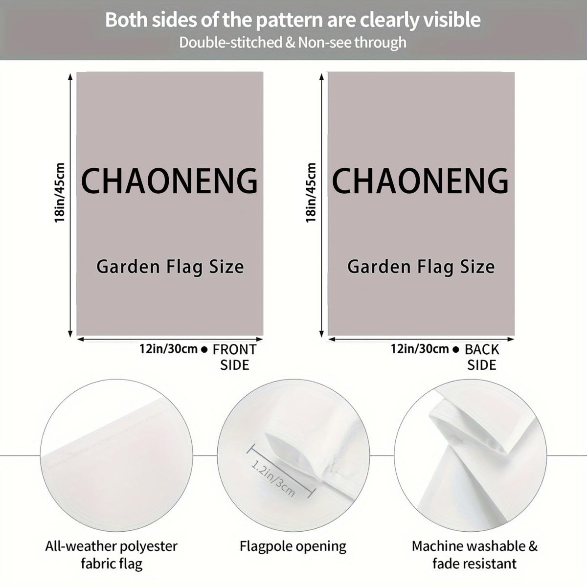 CHAONENG Imagine All the People garden flag back view features double-sided design for consistent display.