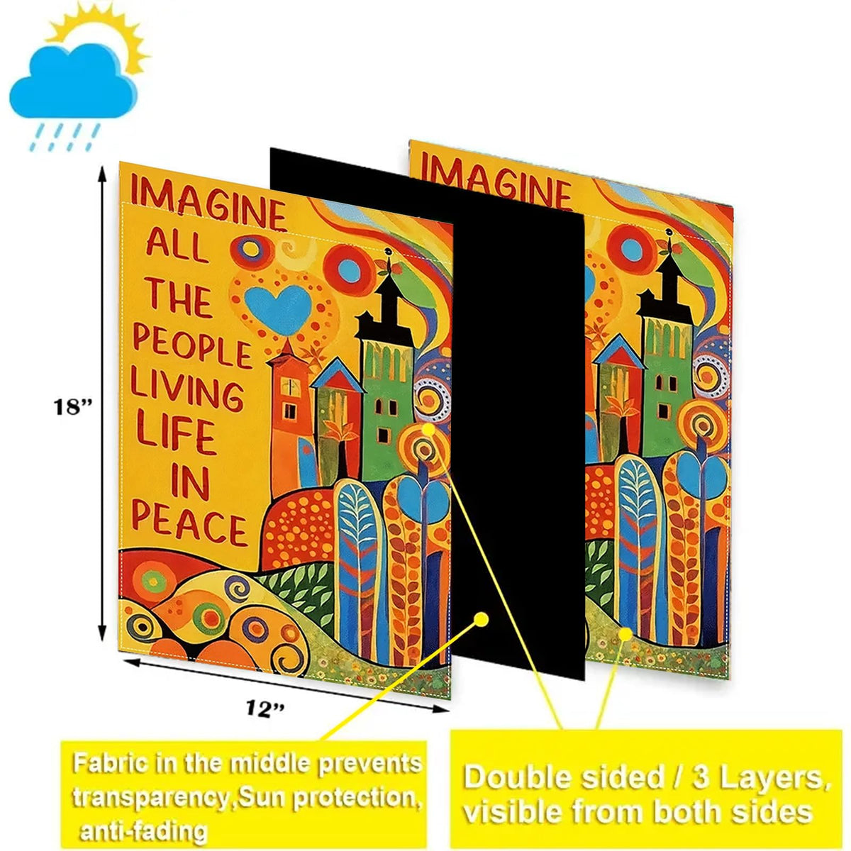 CHAONENG Imagine All the People garden flag close-up florals highlight spring hues.