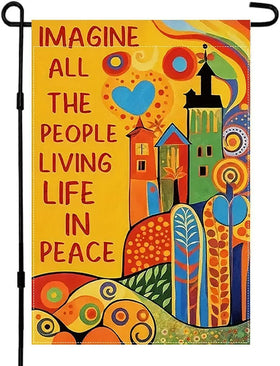 CHAONENG Imagine All the People garden flag front view shows vivid colors for curb appeal.