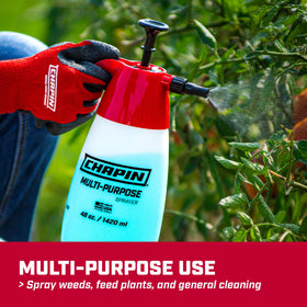 Chapin 1002 translucent poly tank shows fluid level during garden tasks.