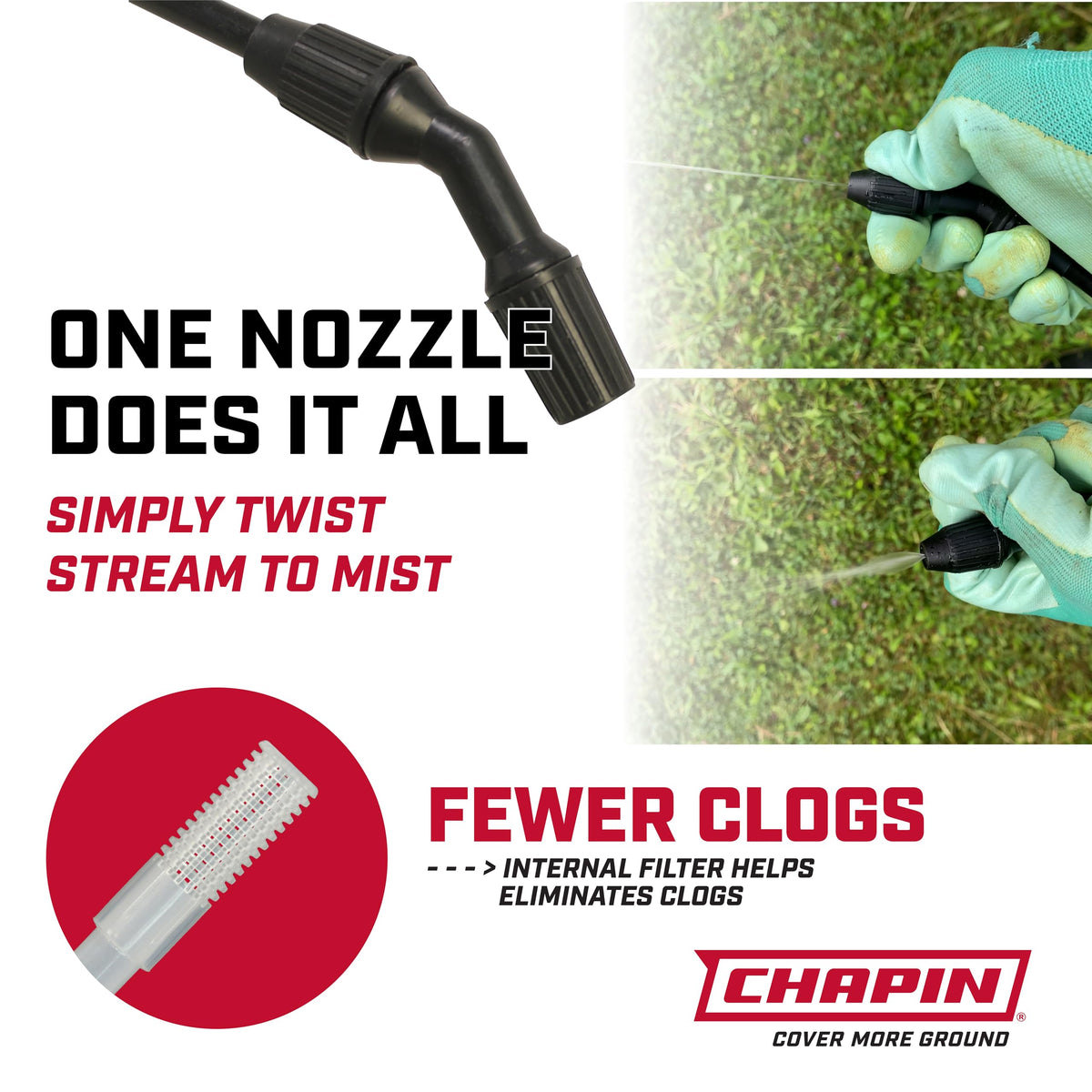 Chapin 16109 12-inch wand delivers precise reach around plants and foundation lines.