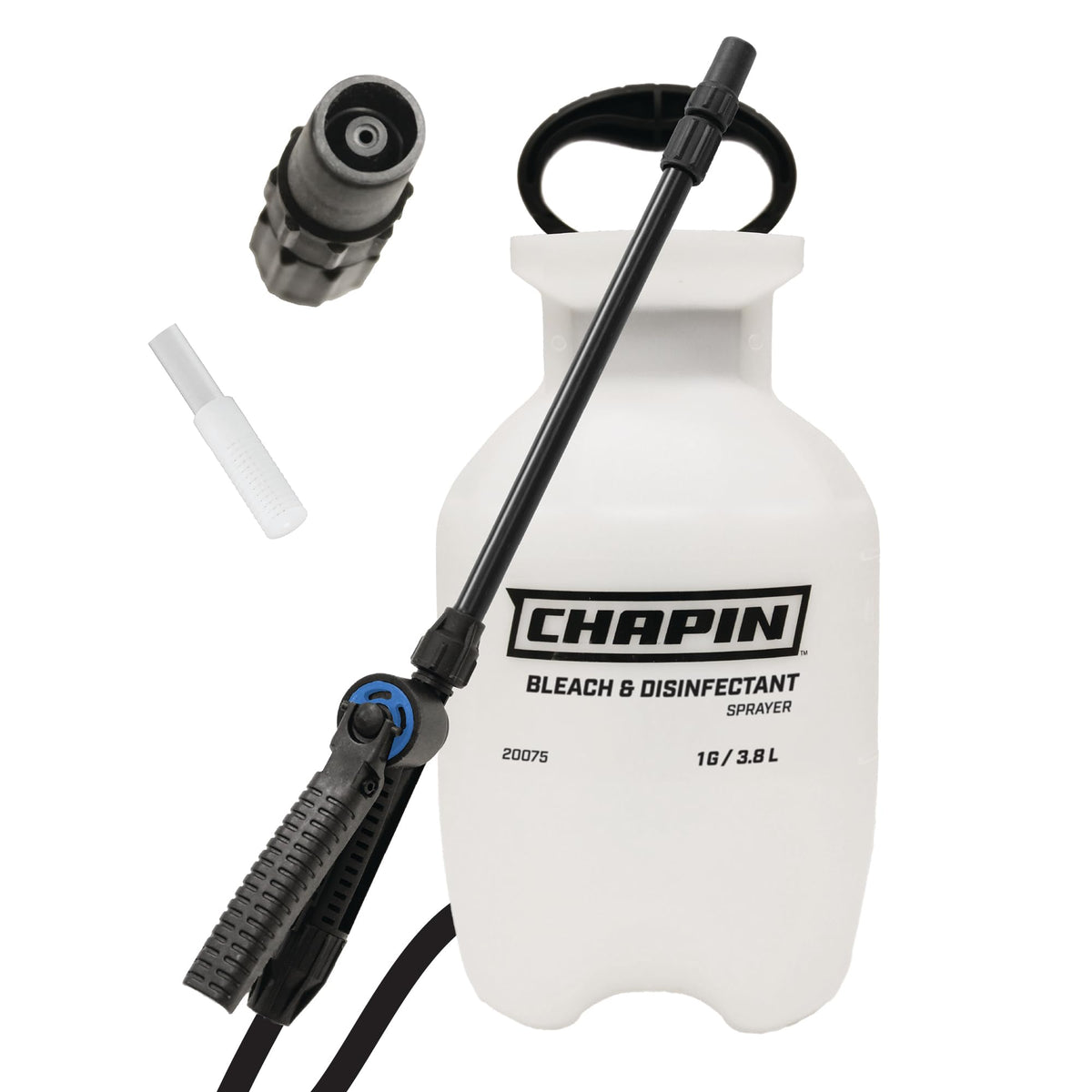 Chapin 20075 bleach sprayer with wide-mouth tank for easy refilling.