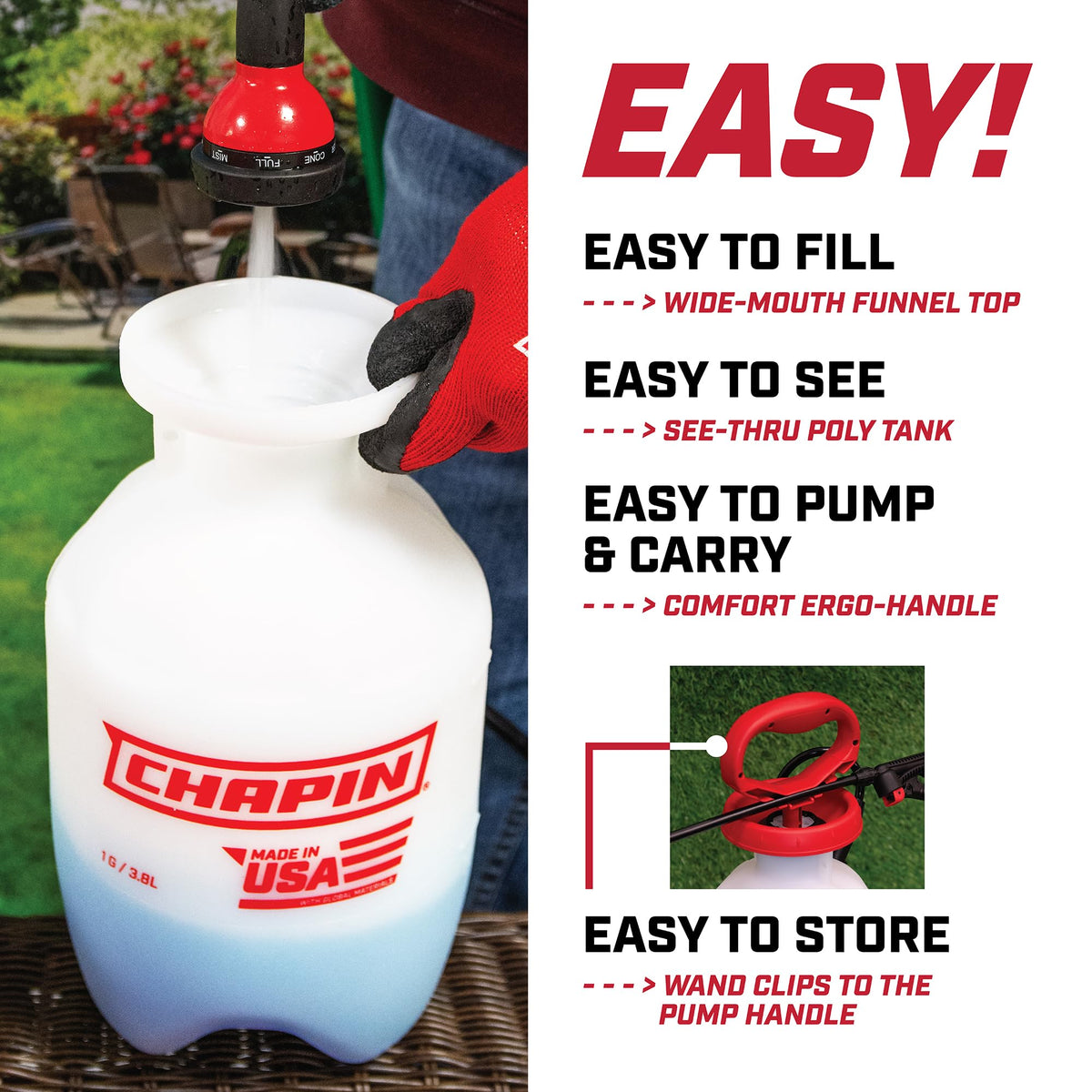 Chapin 20084 ergonomic pump handle for comfortable spraying