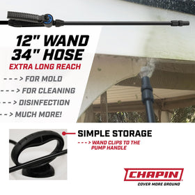 Chapin 22074 40 inch hose provides extended reach during cleaning