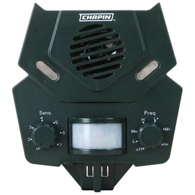 Chapin 76001 motion sensor activates on approach to deter wildlife.