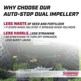 Close-up of Chapin 8622B auto-stop dual impeller system in action