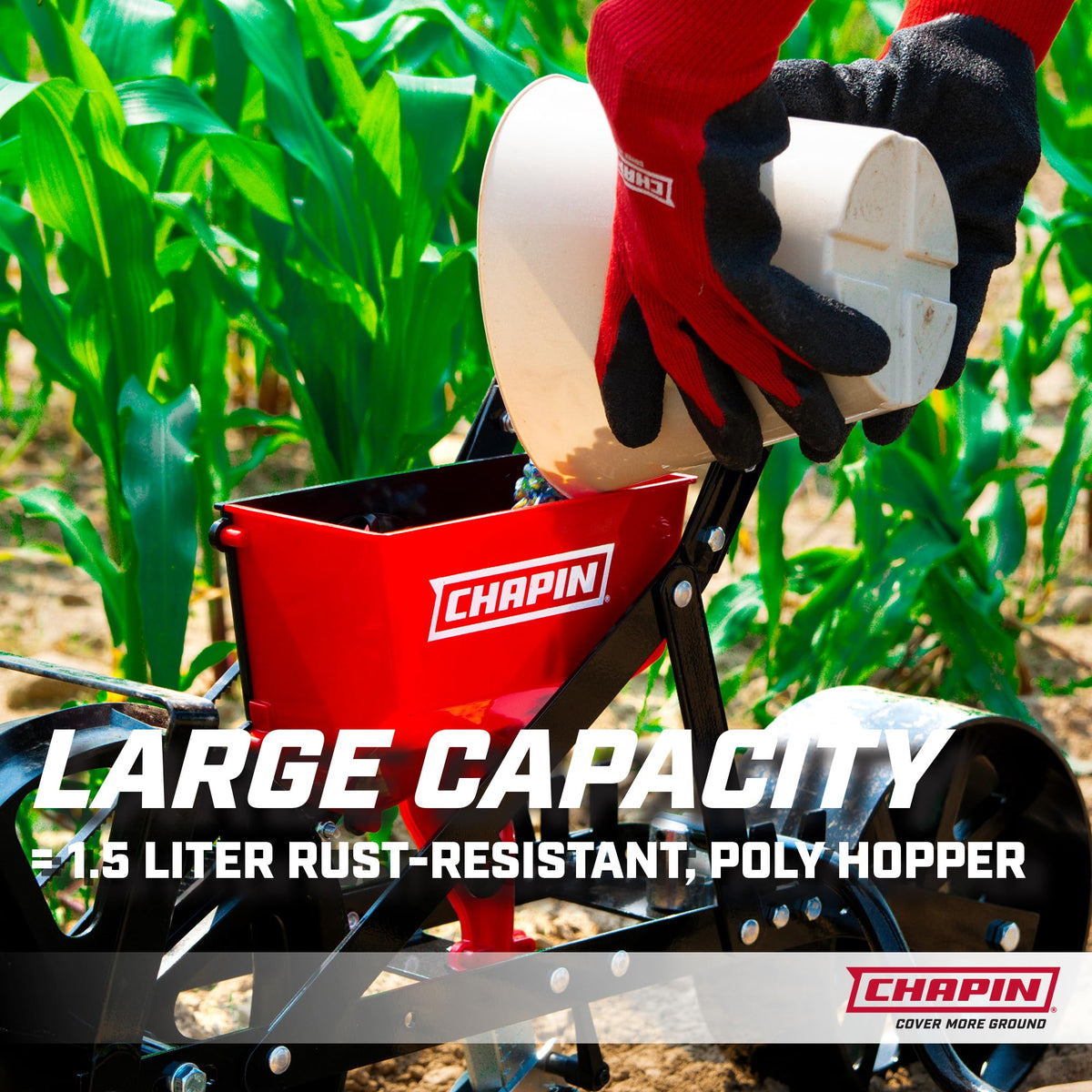 Chapin 8701B seeder zinc plow in action for clean seed rows