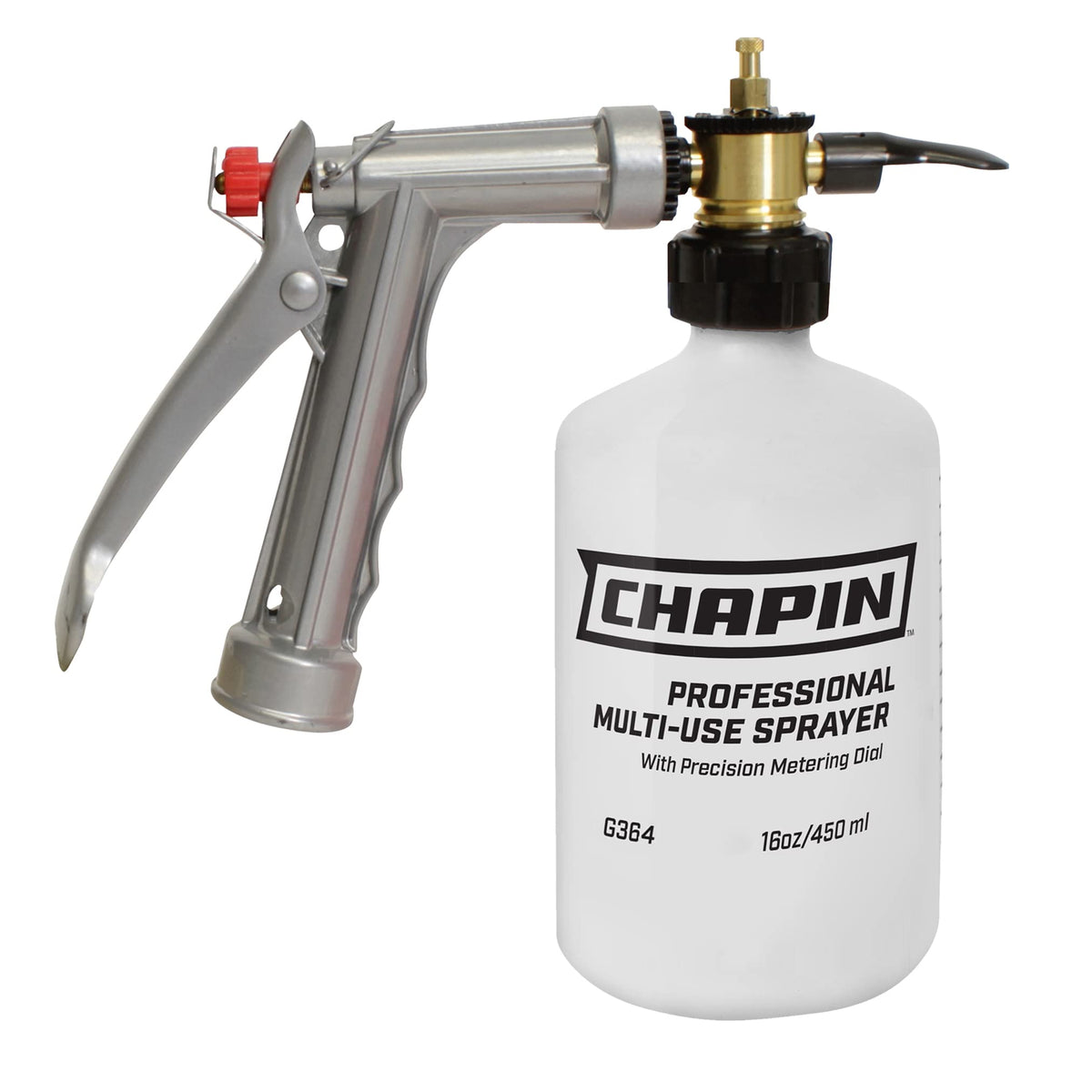 Chapin G364 hose-end sprayer with metering dial for precise lawn applications.