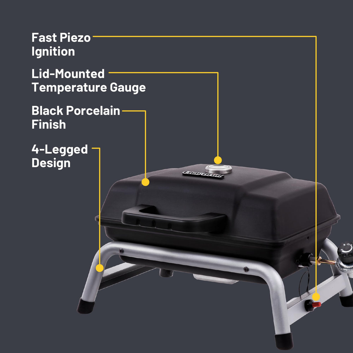 Char-Broil 1-Burner grill cooking area showing space for burgers and brats