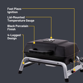 Char-Broil 1-Burner grill cooking area showing space for burgers and brats
