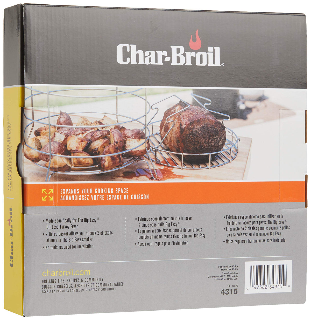 Char-Broil Big Easy Bunk Bed Basket is dishwasher safe for quick cleanup