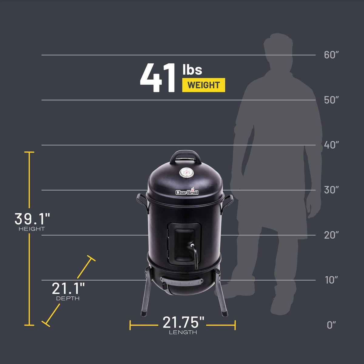 Char-Broil Bullet Smoker removable ash pan enables quick cleanup after long cooks.