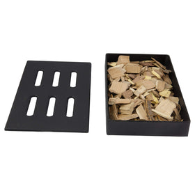 Char-Broil cast iron smoker box retains heat for steady smoking.