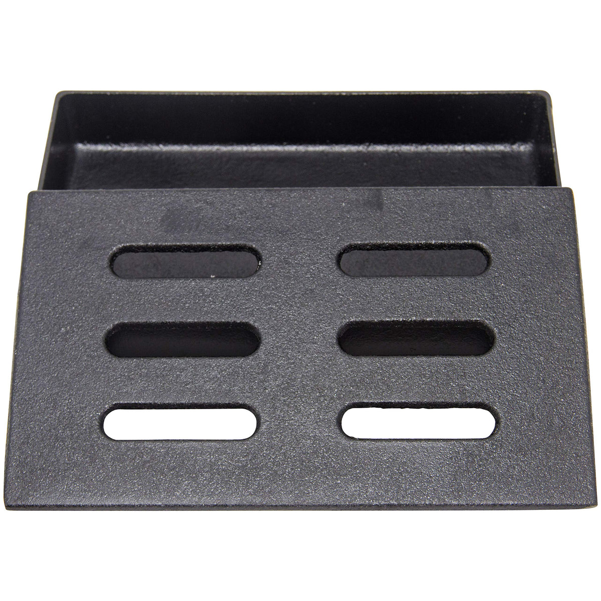 Char-Broil smoker box holds wood chips for richer smoke flavors.