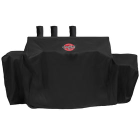 PVC-lined polyester guards Char-Griller 5050 Duo against elements.