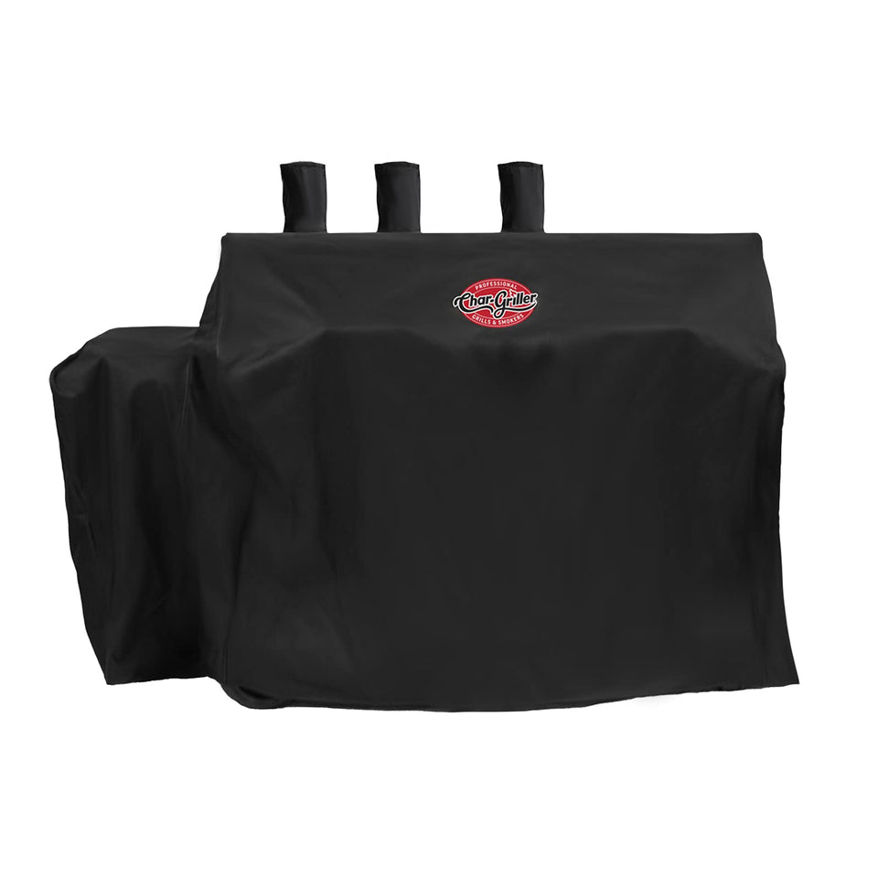 Char-Griller 8080 cover on grill protects from sun and rain.