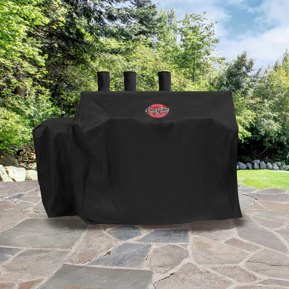 Close-up of tough polyester fabric on Char-Griller 8080.