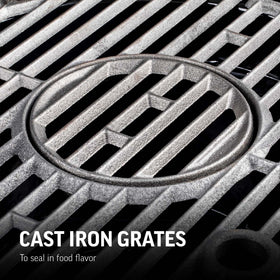 Cast iron grates on the AKORN Jr deliver even searing and durable performance.