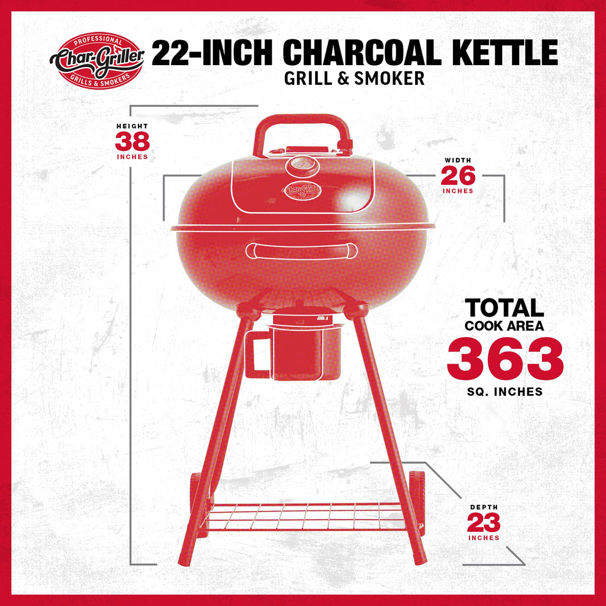 Char-Griller CG30040725 durable steel construction for lasting backyard grilling.