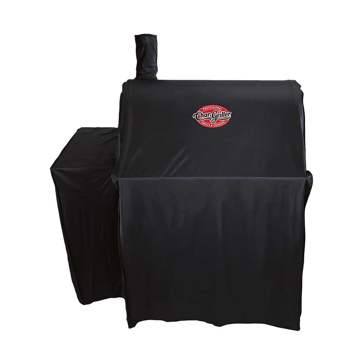 Char-Griller durable cover front view shields grill from elements.