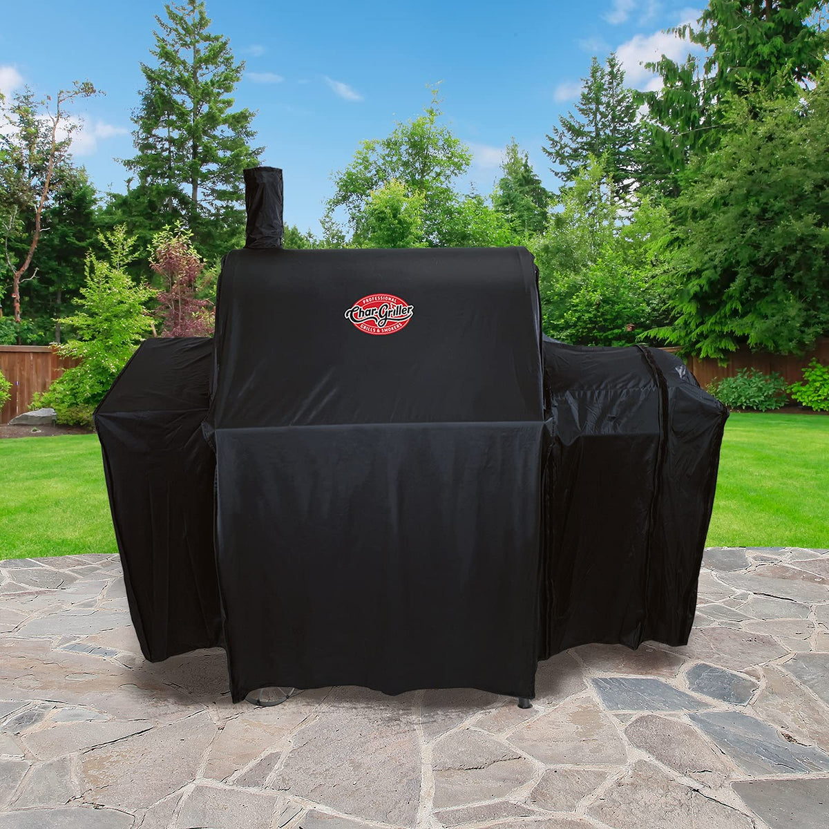 Char-Griller extendable design fully extended for easy fit.