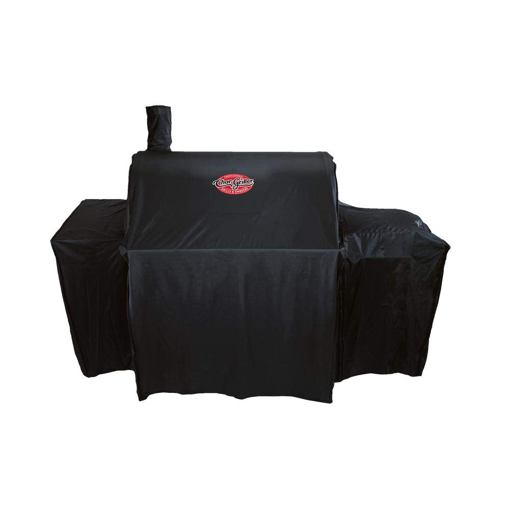 Char-Griller Smokin' Champ cover front view protects grill from rain and sun.