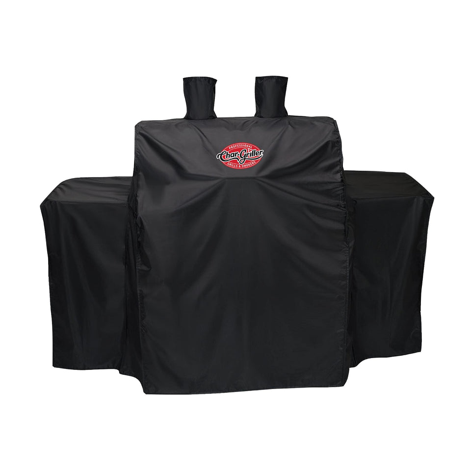 Char-Griller universal 3-burner grill cover front view protects against weather