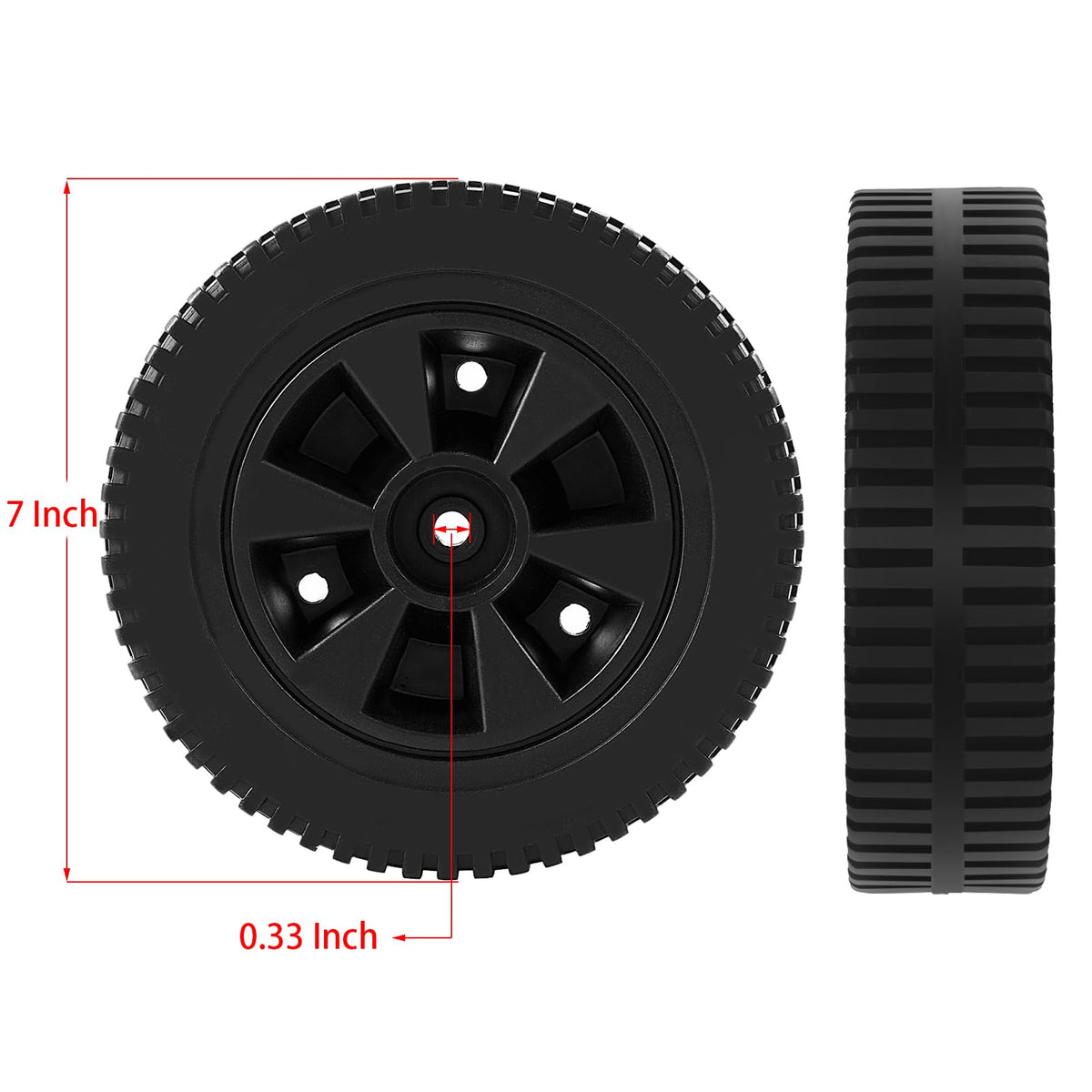 Charbrofire G437-0037-W1 wheel close-up shows wear-resistant plastic and smooth rolling