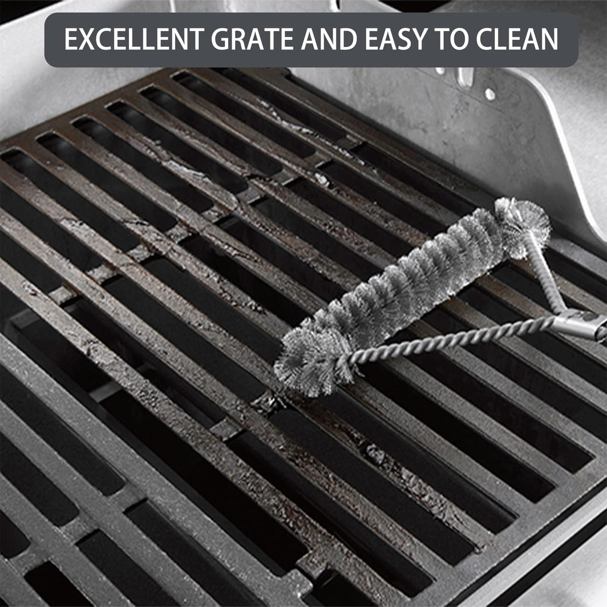 Charbrofire Genesis II grate cleaning tips image suggests oiling before use