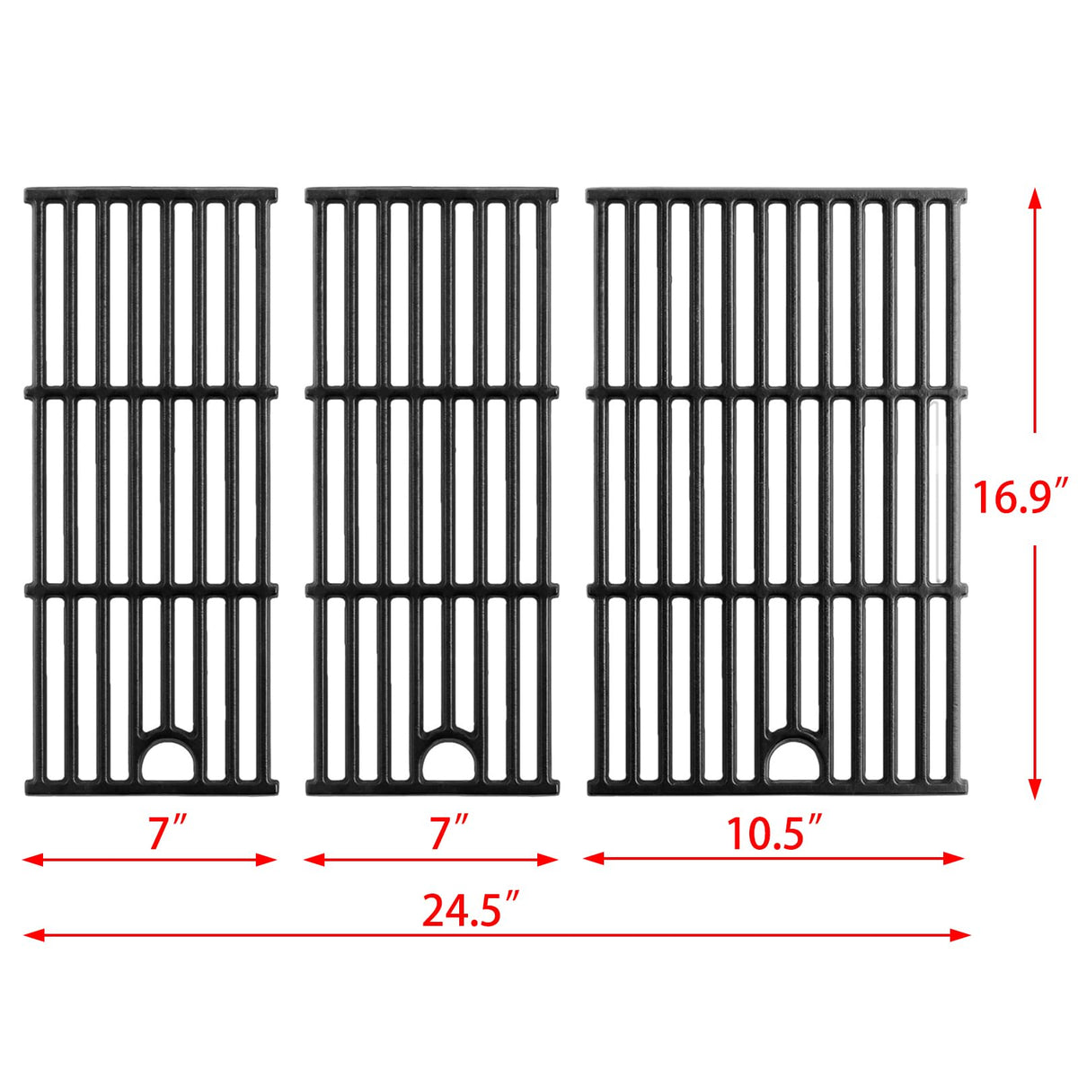 Charbrofire 463351021 grate with larger center and narrower sides supports searing.