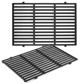 Charbrofire Weber Spirit grates close-up showing durable matte enamel cast iron for heat retention.
