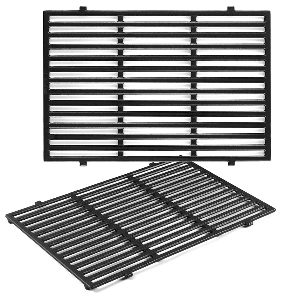 Charbrofire Weber Spirit grates close-up showing durable matte enamel cast iron for heat retention.