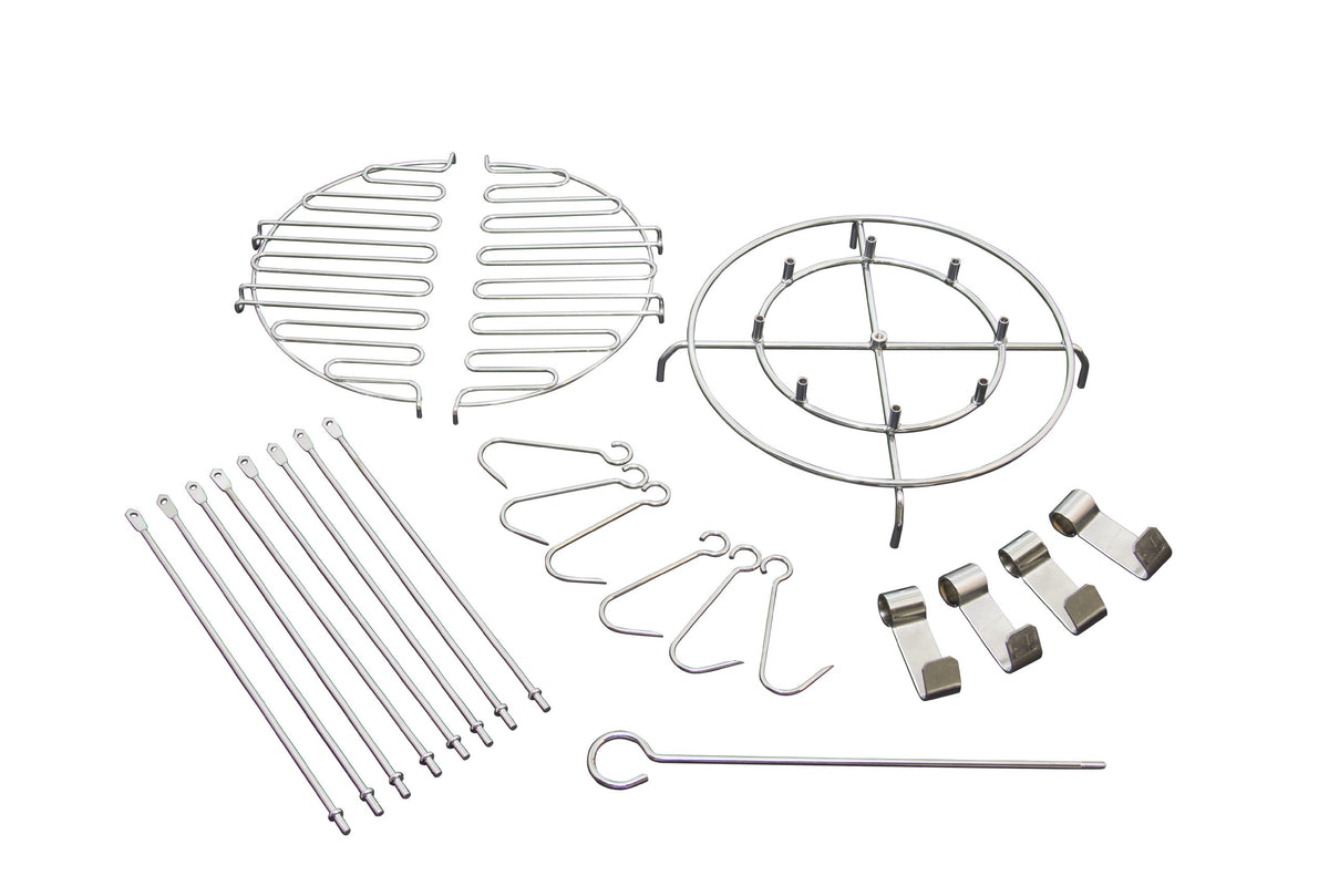 Char-Broil The Big Easy kabob holder keeps eight skewers upright for easy loading.