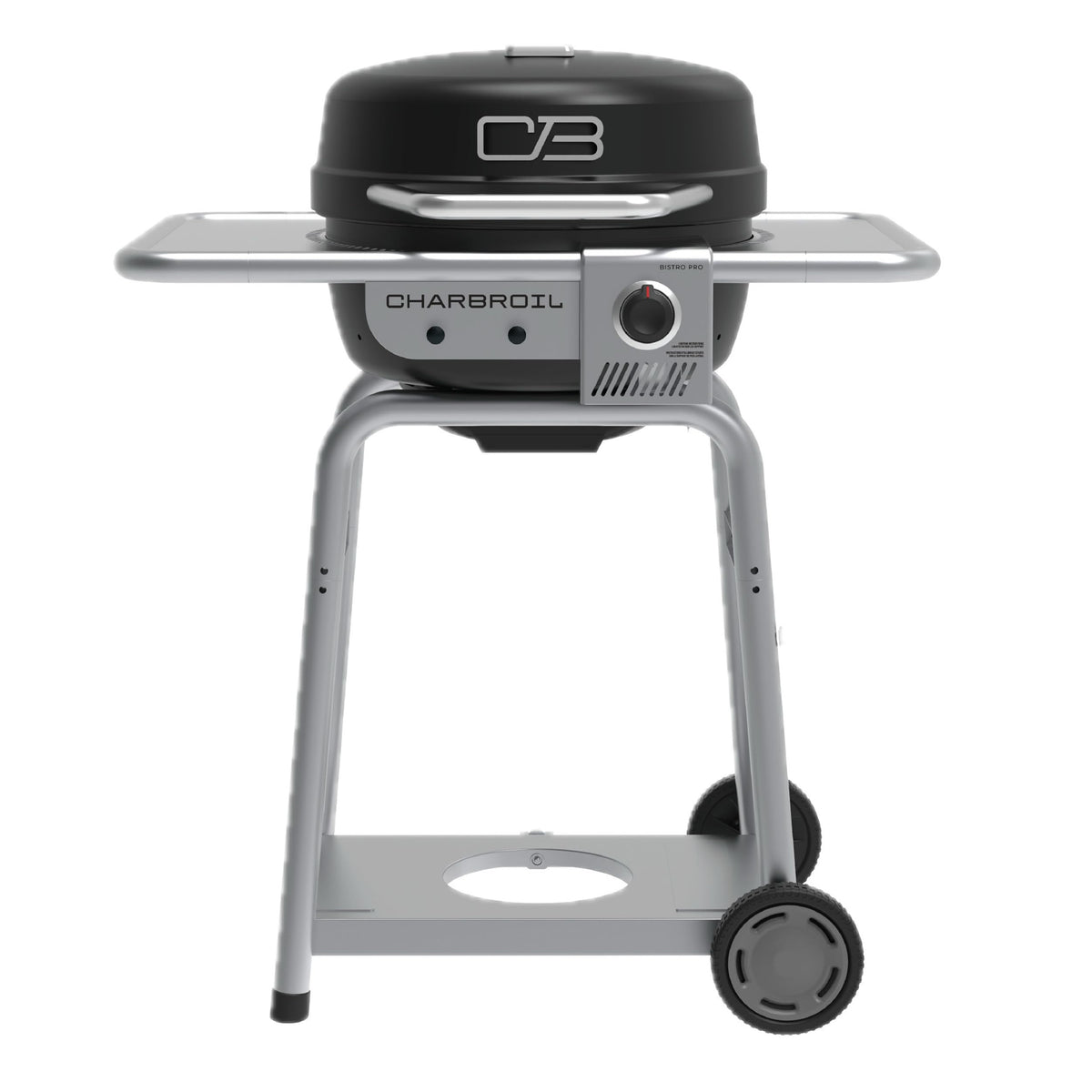 Charbroil Bistro Pro gas grill front view highlights compact design for small spaces.