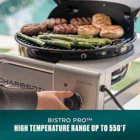 Charbroil Bistro Pro, 110V cord, simple plug-in operation.
