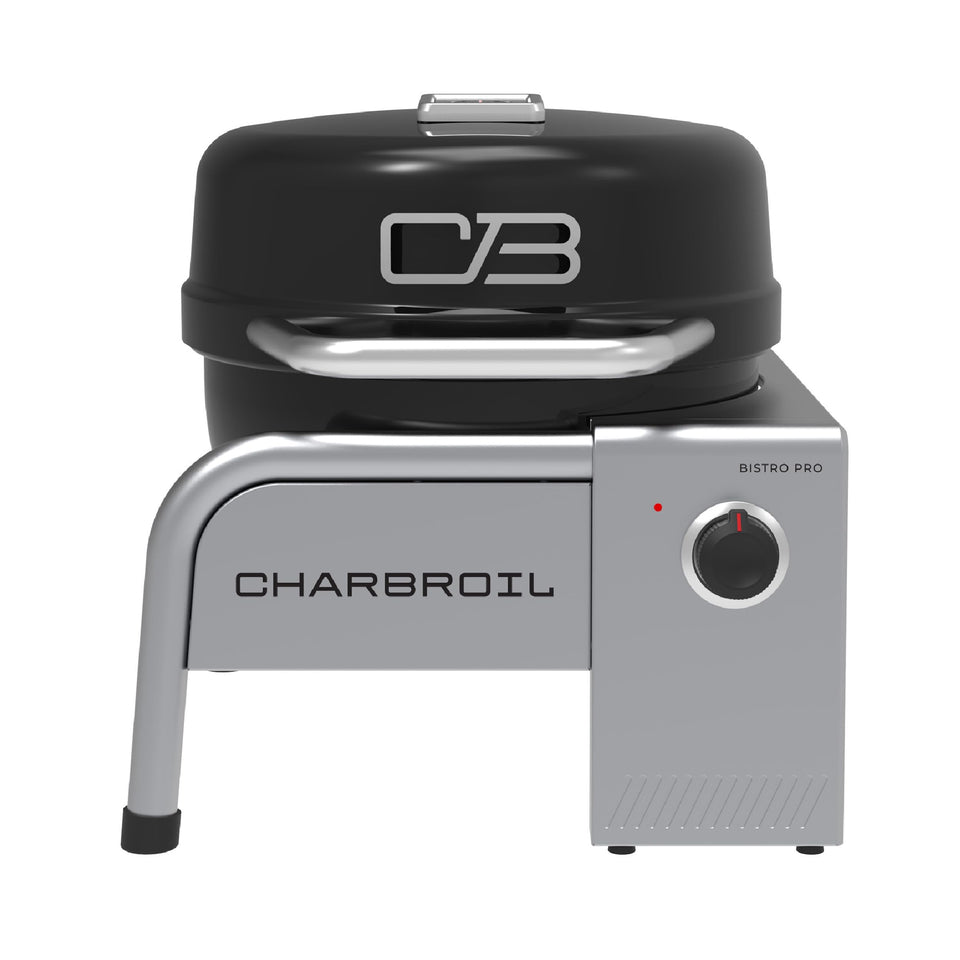 Charbroil Bistro Pro tabletop grill, front view, ideal for compact balconies.
