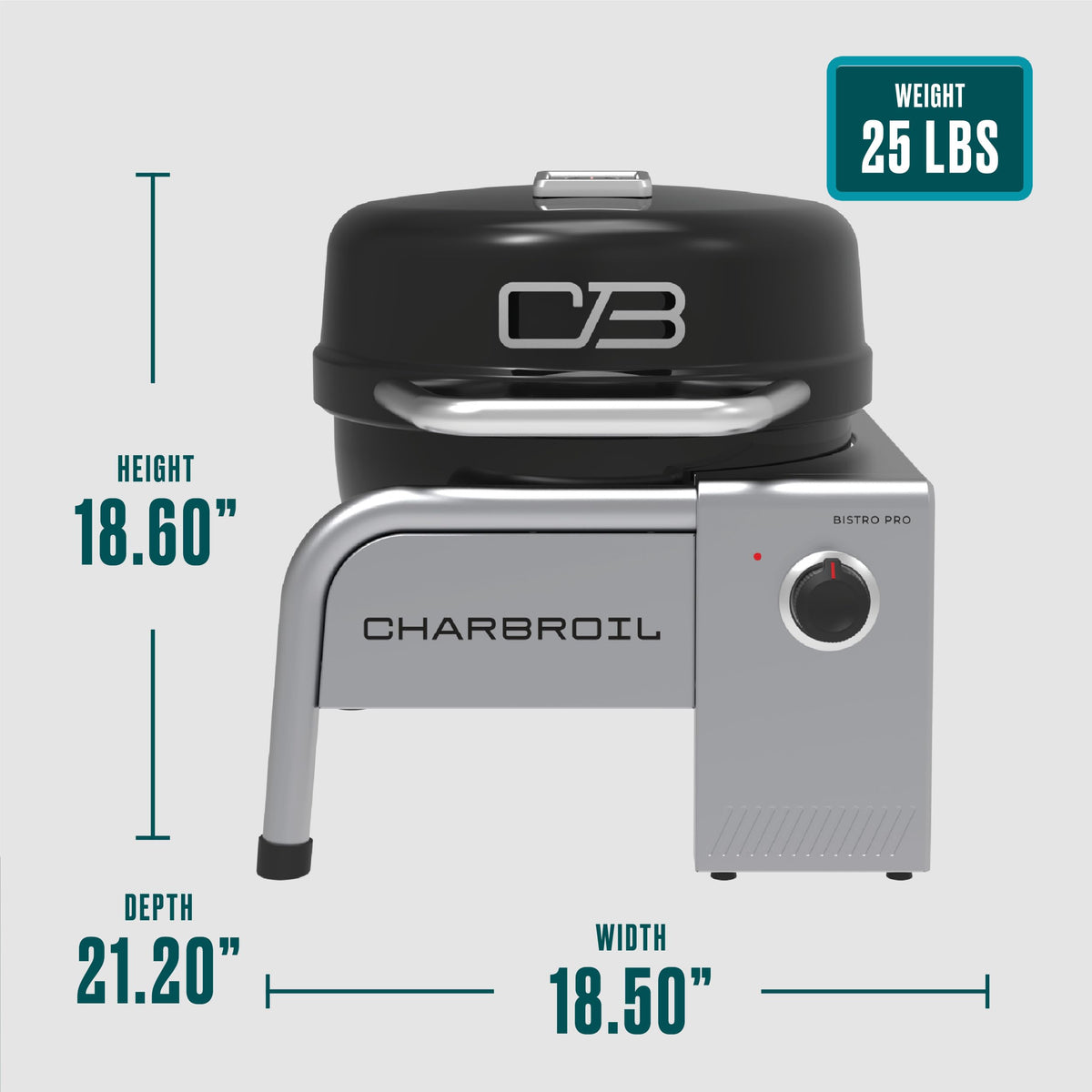 Charbroil Bistro Pro, grease cup for easy cleaning after grilling.