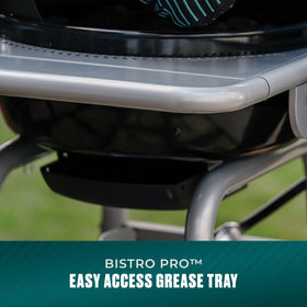 Charbroil Bistro Pro tank storage shelf keeps propane organized.