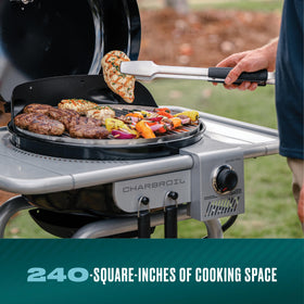 Charbroil Bistro Pro temperature gauge close-up emphasizes precise cooking control.