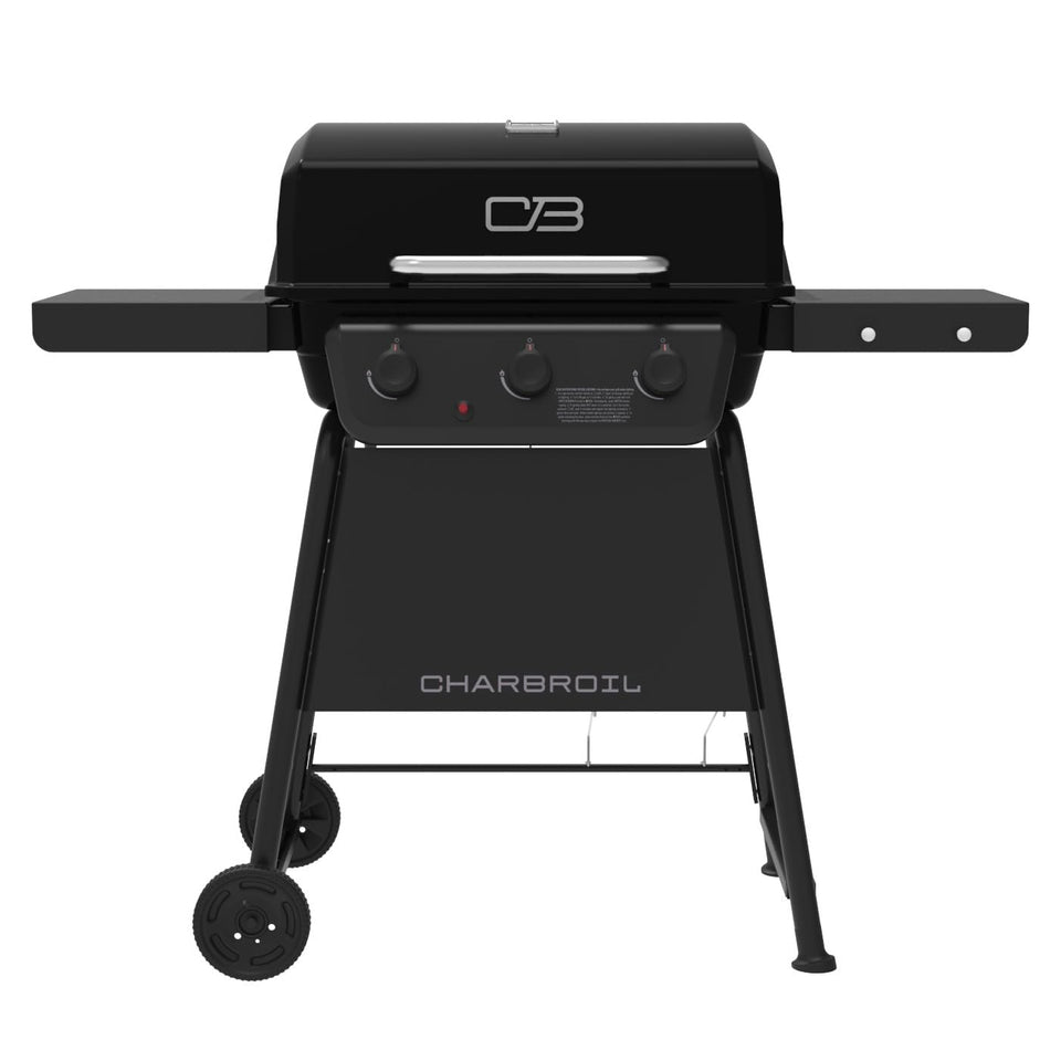 Charbroil Classic 3-Burner Grill front view with compact design for small spaces