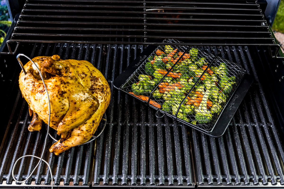 Char-Broil basket shows non-stick surface for easy release and cleanup