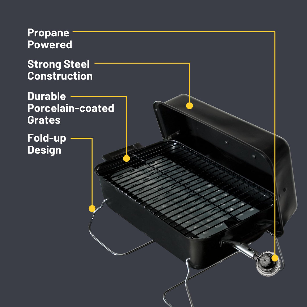 Charbroil portable convective 1-burner grill with durable steel finish