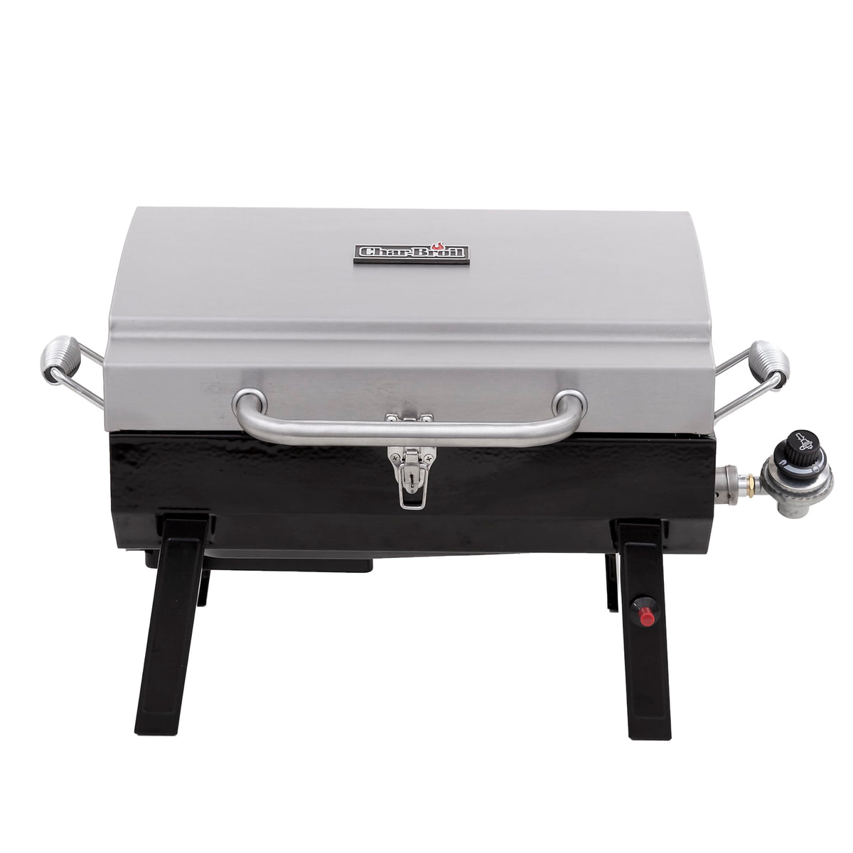 Charbroil portable grill ignition button for quick startup on the go.