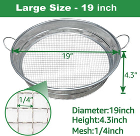 CHARMDECOR one-quarter-inch mesh sieve separates fine materials from rocks