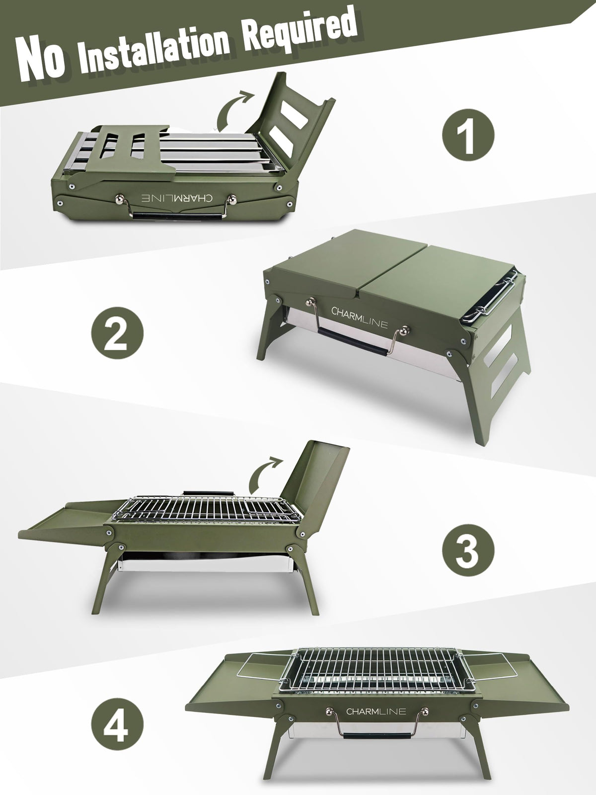 Charmline charcoal grill with dedicated sauce space for easier flavoring.