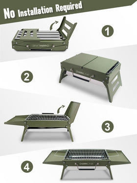 Charmline charcoal grill with dedicated sauce space for easier flavoring.